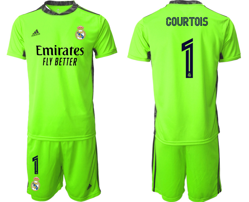 Men 2020-2021 club Real Madrid fluorescent green #1 goalkeeper Soccer Jerseys